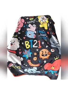 BT21 K pop band Anime characters soft fleece throw blanket JAY FRANCO oeko tex